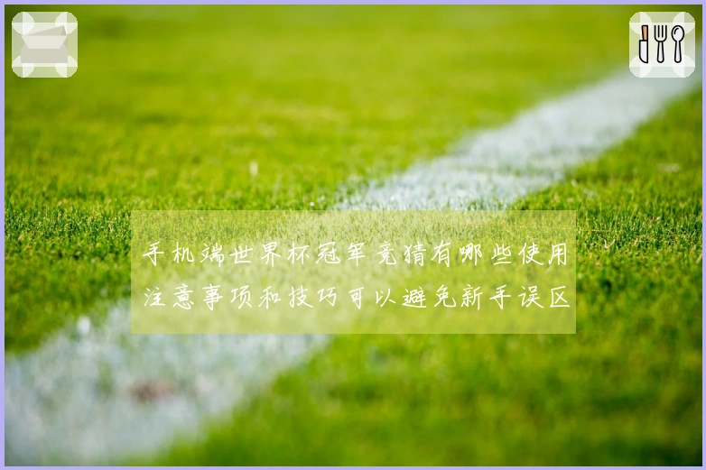 手机端世界杯冠军竞猜有哪些使用注意事项和技巧可以避免新手误区